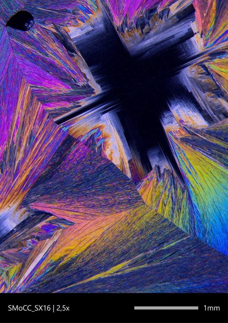 Rainbow crystal structure Ortocetamol, x ray cristallography (Photo: Michael Wörle)